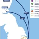 National Grid's proposed route for ubsea cable lines from Scotland to Lincolnshire.