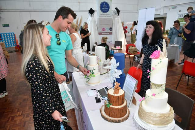 Zoe Atkinson and Gavin Easters of Alford, with Catherine Holmes of Beyond the Icing Cakes, Scredington.