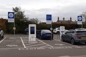 An electric vehicle charging point.