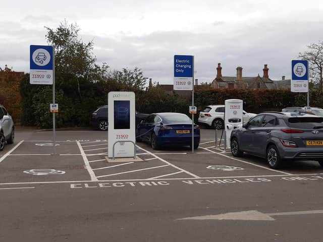 An electric vehicle charging point.