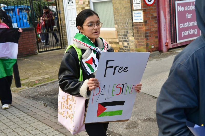 Palestine ceasefire protest march from Station Road, Sleaford, to the market place.