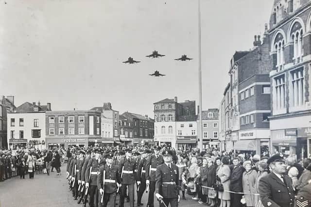 One of the best-timed photographs in our archives ... a scene from RAF Coningsby's Freedom of Borough parade of 1981.