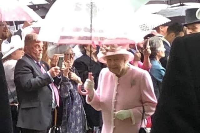 Her Majesty Queen Elizabeth at her garden party.