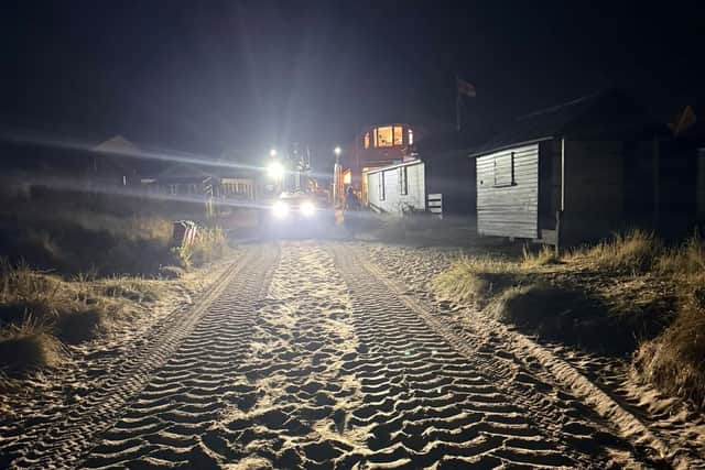 A photo shared by RNLI Hunstanton on Facebook as it detailed the all-night call-out on Wrangle Flats.