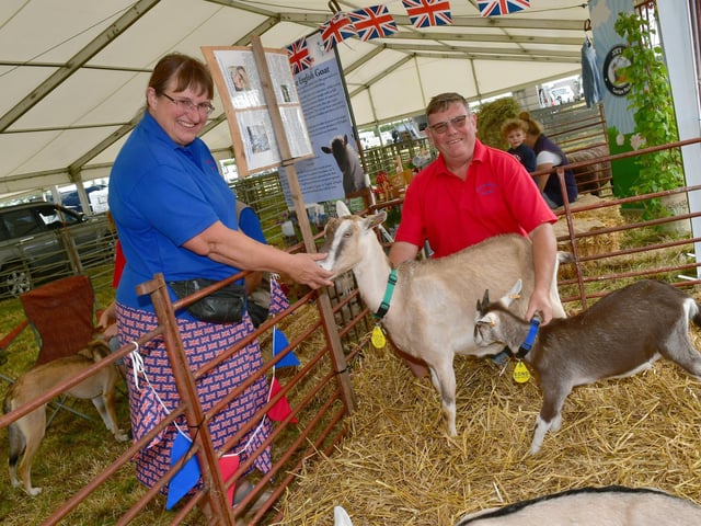 Julie and Ifor Davies of Fulbeck with their English Goats
