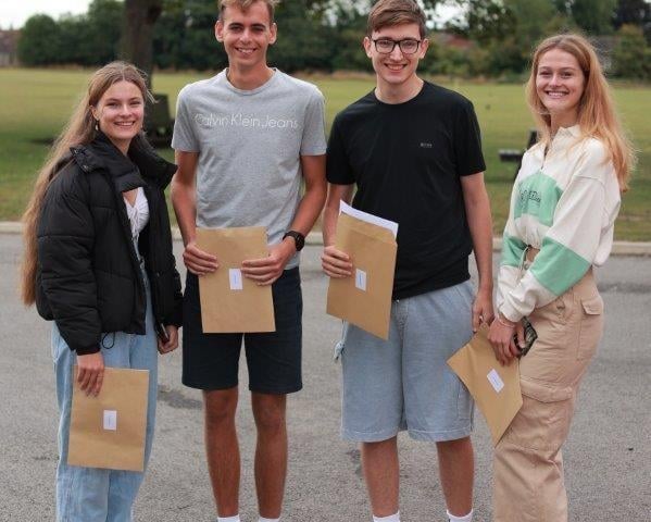 Students at Queen Elizabeth Grammar School in Alford celebrating their A-Level results.