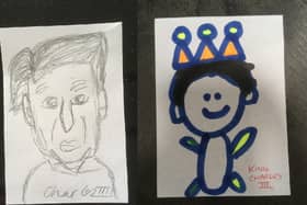 Examples of drawings of King Charles III for the mural.