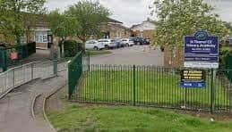 A deer became stuck in the railings at St Thomas' CE Primary Academy.