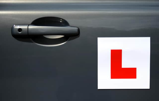 L plate on a car