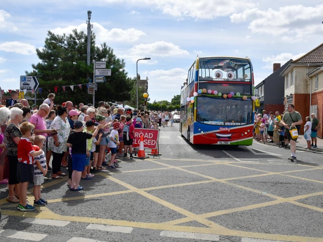 Ticket to fun - a Stagecoach Seasider bus joins the parade.