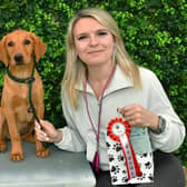 Winner Willow and owner Danielle Ramsden winning best pup