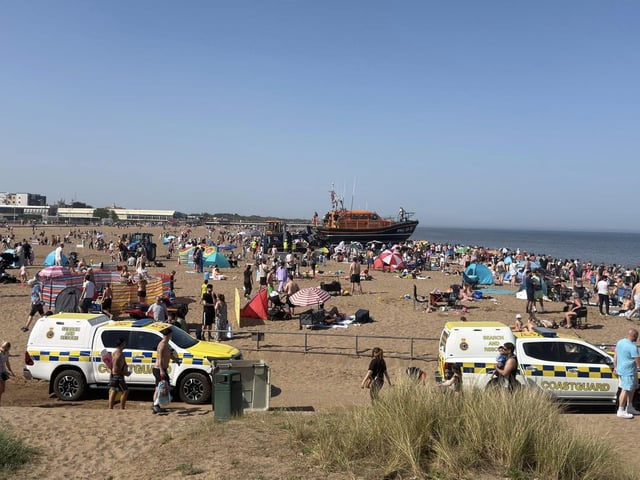 Crows enjoying the sun at Skegness beach