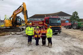 Councillor Anne Dorrian on site with the Lindum Construction Team