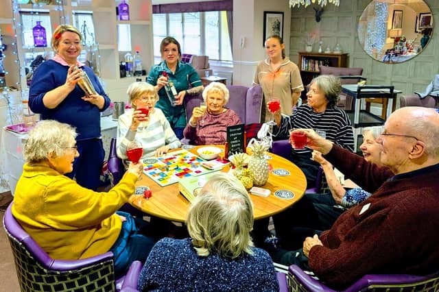 residents and colleagues enjoying an afternoon of cocktail fun