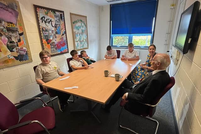Lord Norton talks privately with some pupils