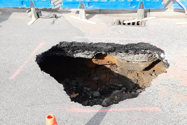 Inside the sinkhole in West End Road, Wyberton.