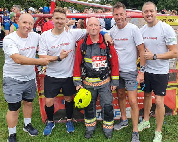 Misterton firefighter Matt Hunt completed the London Marathon in his full fire kit
