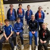 Team Evolution Martial Arts at the Dutch Open European Cup. Back Left to Right: Olivia Green, Theo Ziobro-Magalhaes, Blake Calisto and Emily Greatrix. Front Left to Right: Andrew Gregory, Jack Greatrix, Nesta Baxter and Emily Gregory.