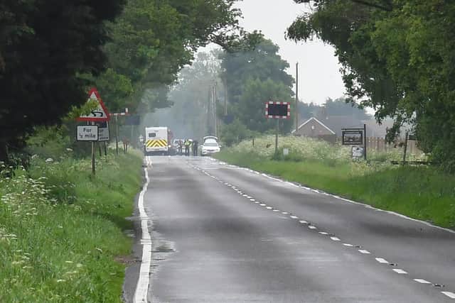 Langrick Road, Coningsby closed on Saturday due to the Spitfire crash.