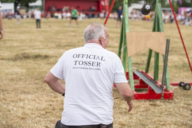 A steward on the egg throwing.