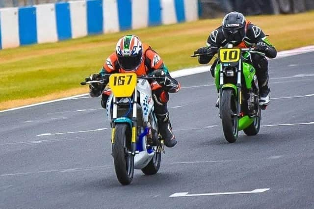 Kyle Jenkins (left) in action at Donington Park. Photo: Cuddy Photography.