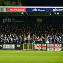 Gainsborough Trinity's army of away fans at Harrogate on Friday night. Photo by Heather King.