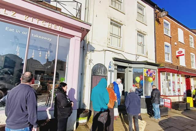 Queues formed from well before opening time and continued through the morning. Image: Dianne Tuckett
