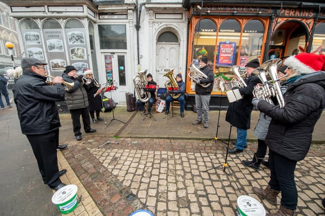 Banovallum Brass performing at the Christmas market.