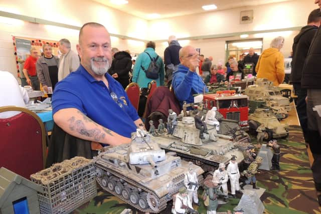 Stuart Moulder of Grantham Light Armoured Division with his radio controlled tanks, complete with sounds and smoke.