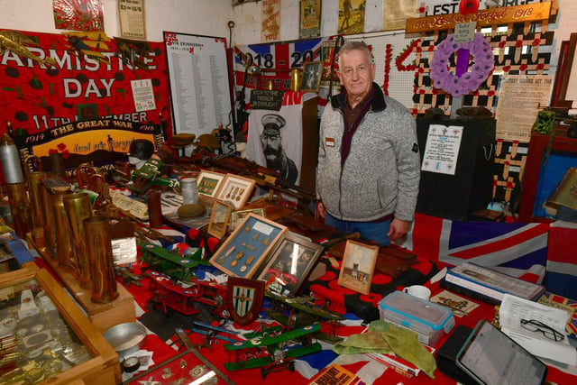 Volunteer, Rodney Martin with his 1st and 2nd World War collection