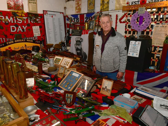 Volunteer, Rodney Martin with his 1st and 2nd World War collection