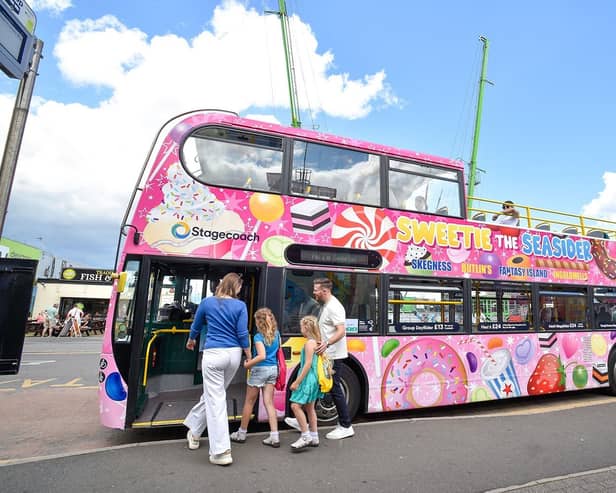 Seasider Sweetie greets passengers for one of the open-top tours around Skegness.