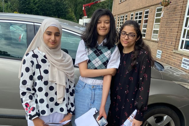 Three more Boston High School pupils collecting their results.