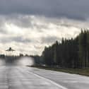 Royal Air Force Typhoons complete a landing on an Emergency Landing Strip in Finland. ©MOD CROWN COPYRIGHT 2023