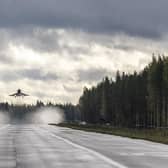 Royal Air Force Typhoons complete a landing on an Emergency Landing Strip in Finland. ©MOD CROWN COPYRIGHT 2023