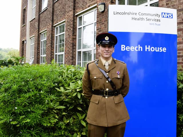 In his military uniform, Douglas Sleeman, specialist musculoskeletal physiotherapist at Lincolnshire Community Health Services NHS Trust.