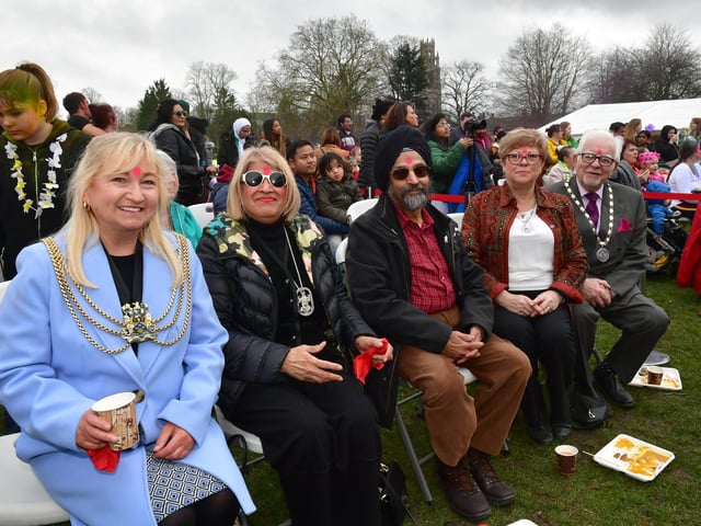 Pictured, from left: Boston Mayor Anne Dorrian, Jasmit Phull, Dr Jaswant Phull, Jayne Rush, and deputy mayor Brian Rush.
