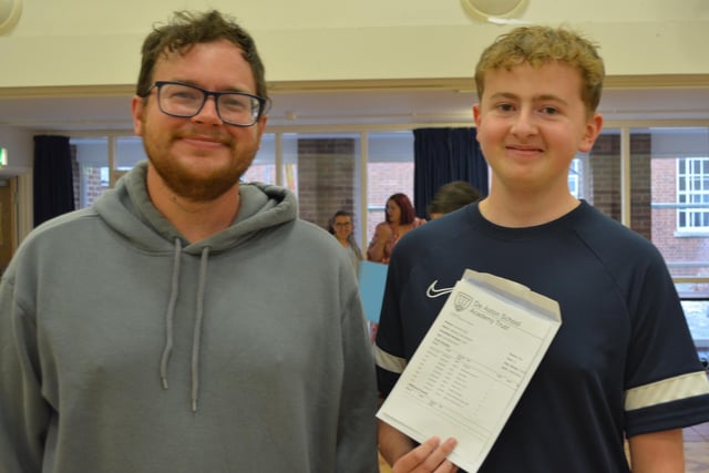 Harrison Sherwell celeberated his achievements with history teacher David Randall. Harrison was diagnosed with cancer at the age of 10, so it has been a tough few years. He has worked hard, despite having to drop back a year, and has achieved grade 9 in History, Chemistry and Physics. He hopes to secure a place at Wyke 6th Form College in Hull, which has a pre-medical programme to help with his ambition of becoming a paediatric doctor.