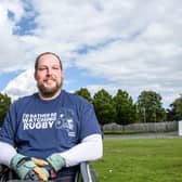 Tom Folwell wearing a Help for Heroes Rugby top.