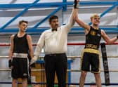 Oscar Watson celebrates his victory in Mansfield.