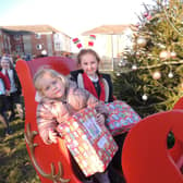 From left - Amelia Shield, aged three, and Chloe Vickers, seven, in the present patch at Church Lane School.