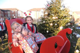 From left - Amelia Shield, aged three, and Chloe Vickers, seven, in the present patch at Church Lane School.