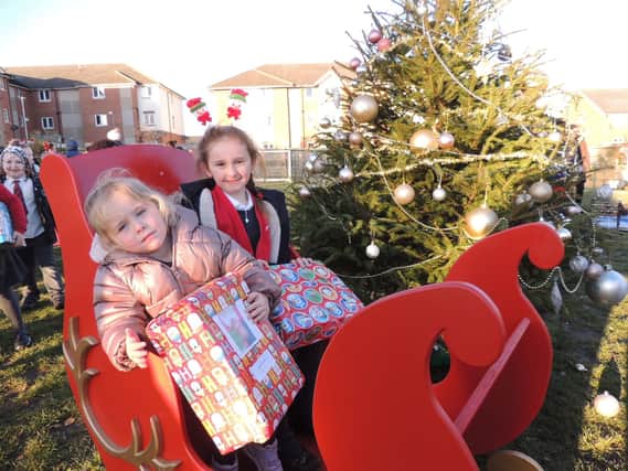 From left - Amelia Shield, aged three, and Chloe Vickers, seven, in the present patch at Church Lane School.