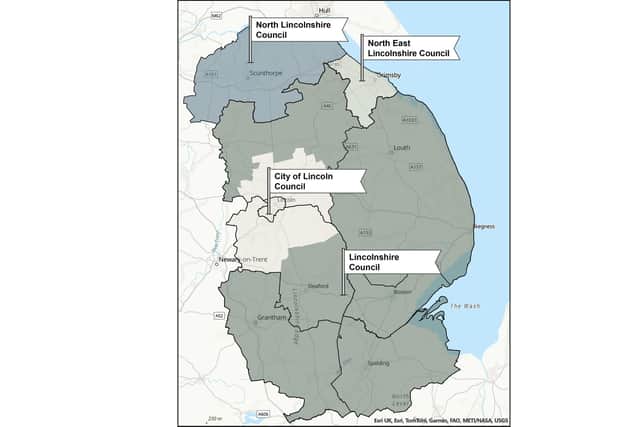 The map for two unitary authorities in Lincolnshire.