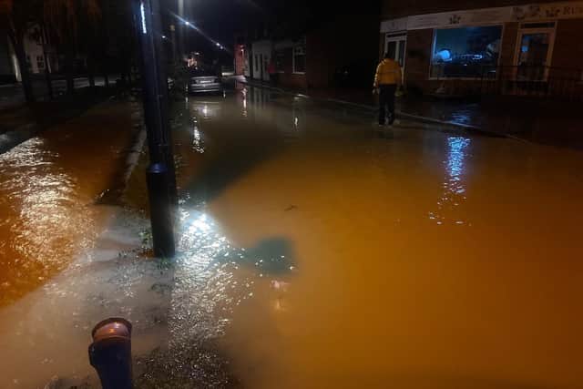 Flooding in Ruskington High Street South overnight due to rainfall from Storm Henk. Photo: Ruskington Parish Council