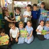 Uffington Primary School children with their new books