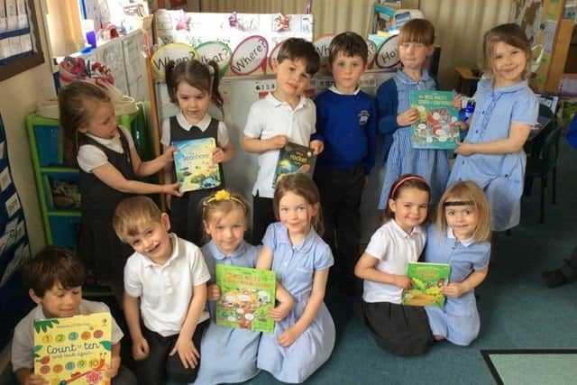 Uffington Primary School children with their new books