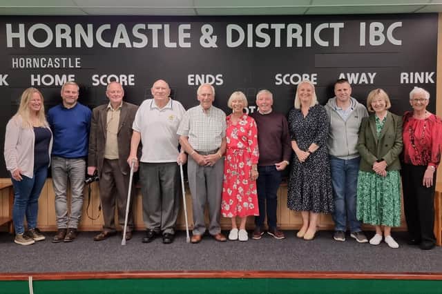 Monty (centre) celebrates with friends at Horncastle IBC.