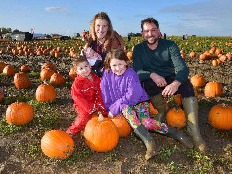 Jordan and Suzi Bates, of Swinehead, with 11-week-old Aurora, Isabella, seven, and Lex, three.