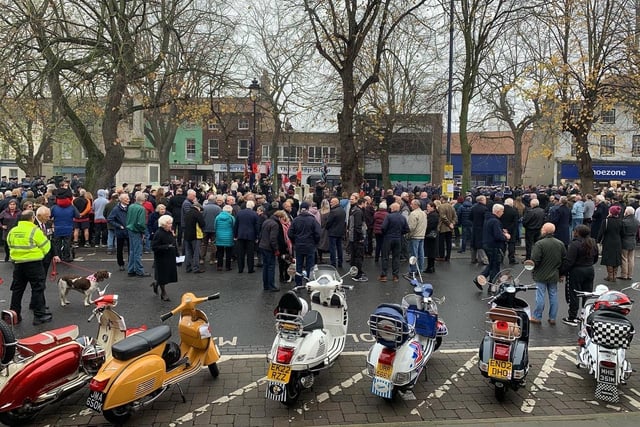 Local motorcycling groups joined crowds at the War Memorial in Boston for Remembrance Sunday.
